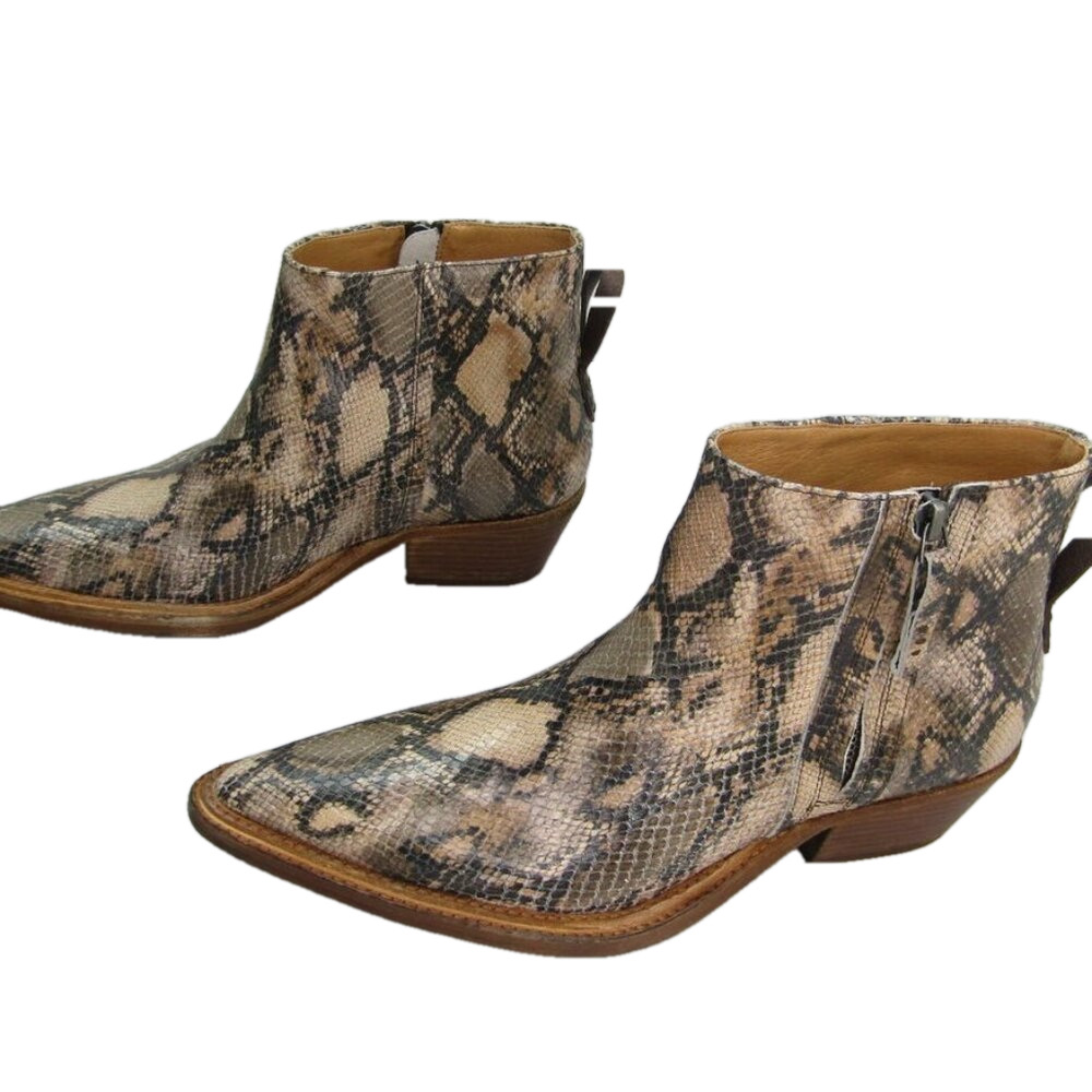 NEW FREE PEOPLE We The Free Atwater Pointed Toe Boots Camel Snake Women's sz 9 - Picture 1 of 3